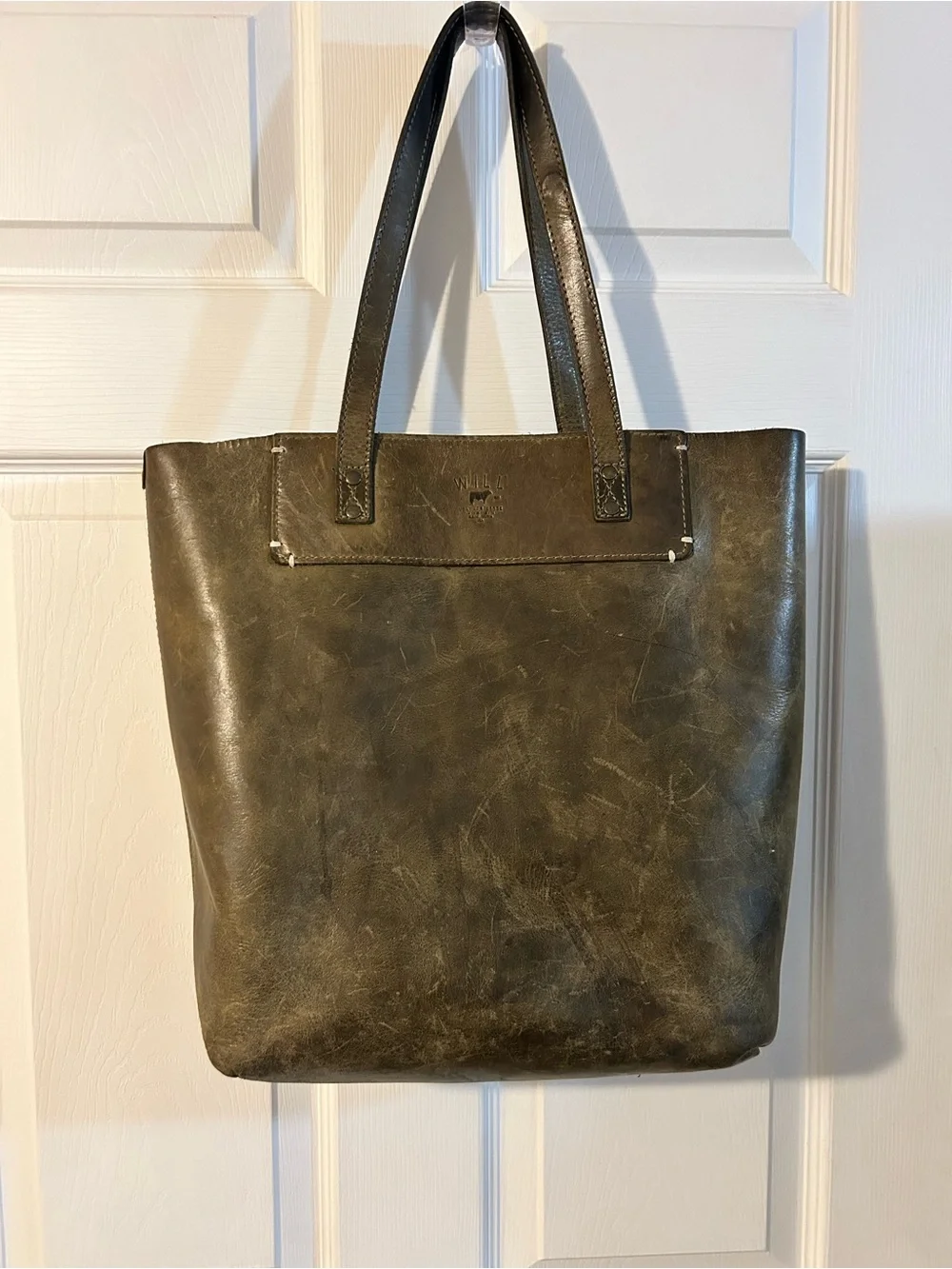 Wills Leather goods Olive Green Leather Tote Bag